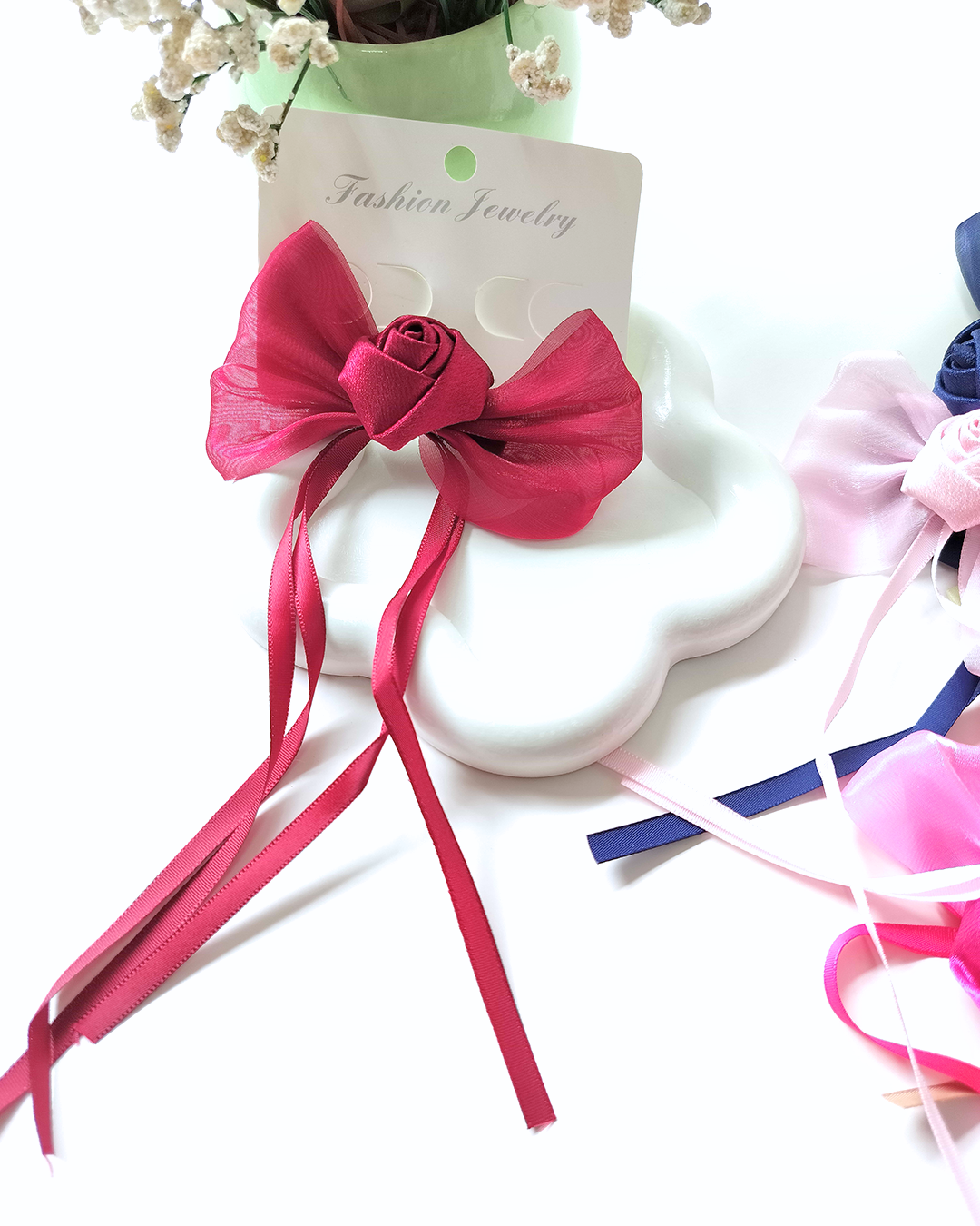 Bow Ribbon Flower Hair Clip (Pack of 2)