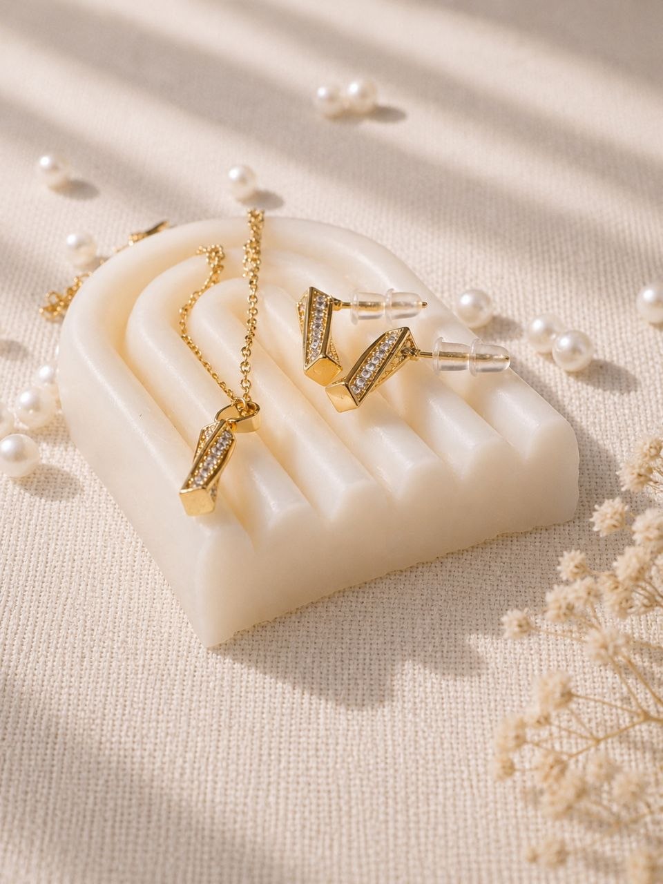 Twisted Stud Chain & Earrings