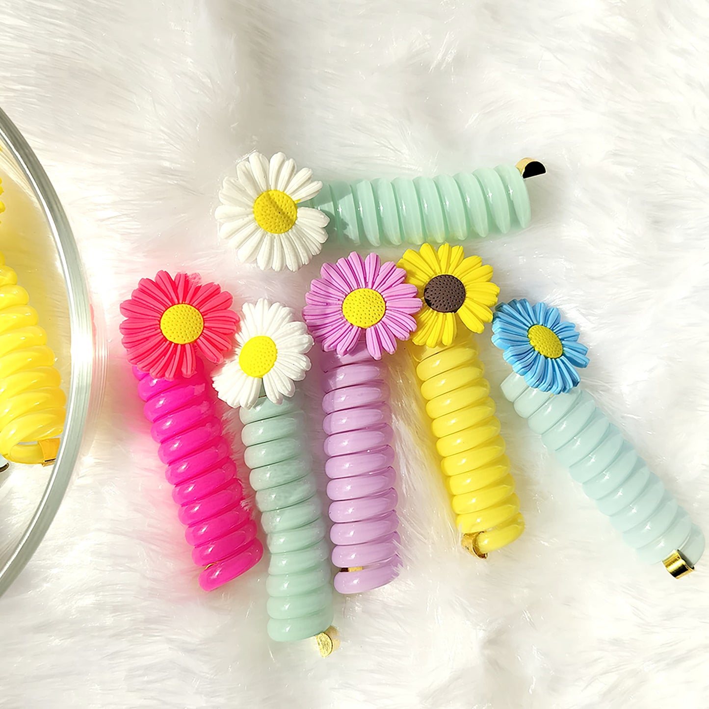 Spiral Hair Tie Flower (Pack of 2)