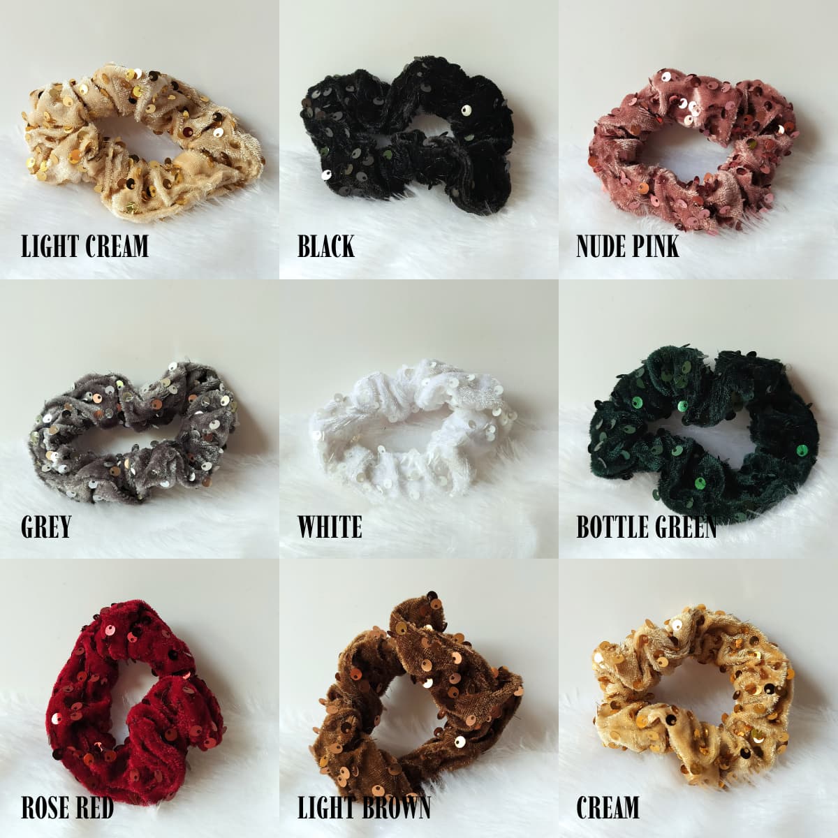 Scrunchy Velvet Sequin Embellished (Pack of 2)
