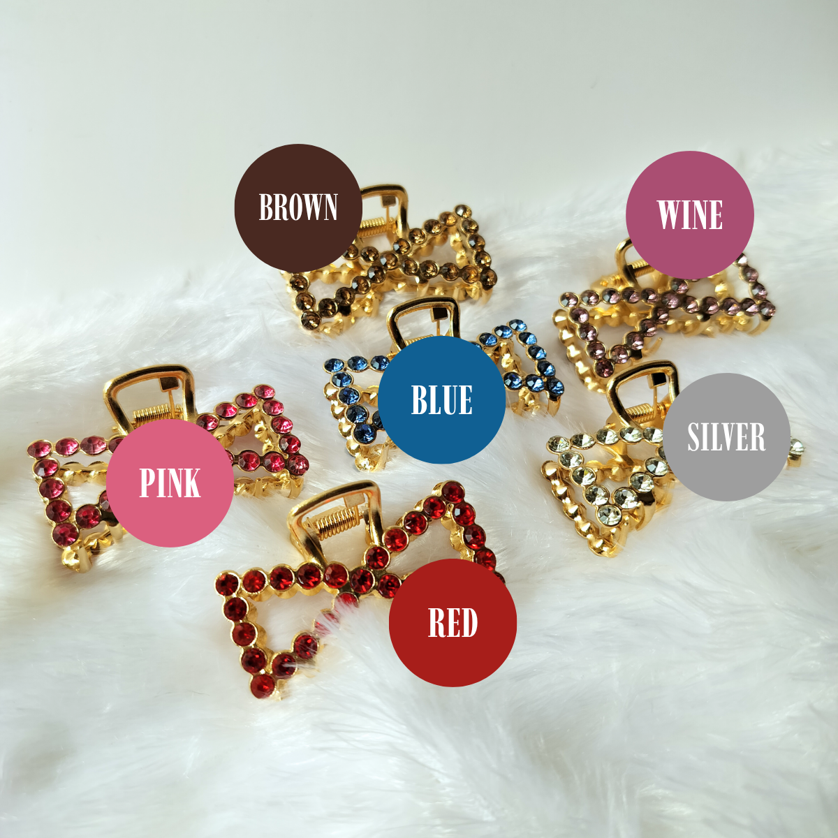 Color Stud Bow Claw (Pack of 2)