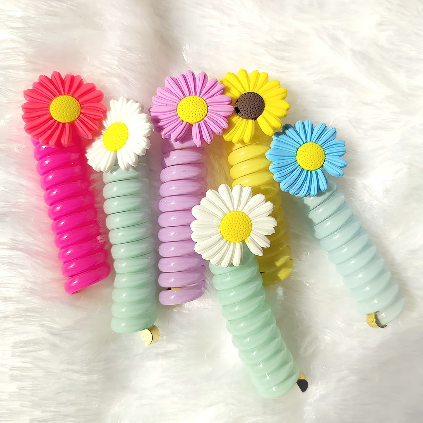 Spiral Hair Tie Flower (Pack of 2)