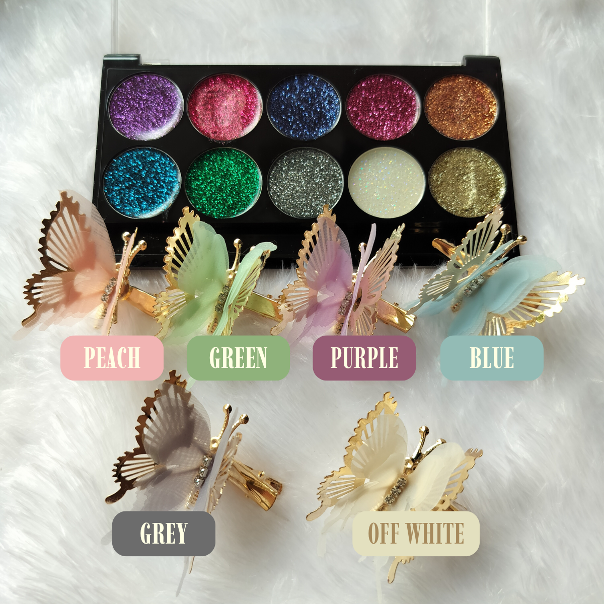 Shiny Butterflying Color Hair Clips (Pack of 2)