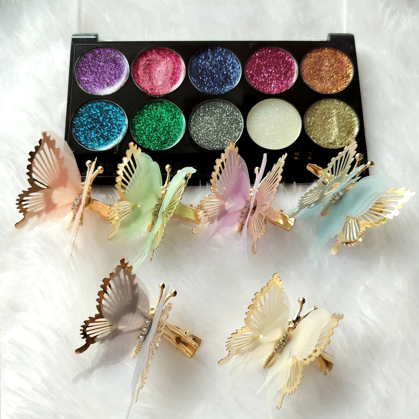Shiny Butterflying Color Hair Clips (Pack of 2)