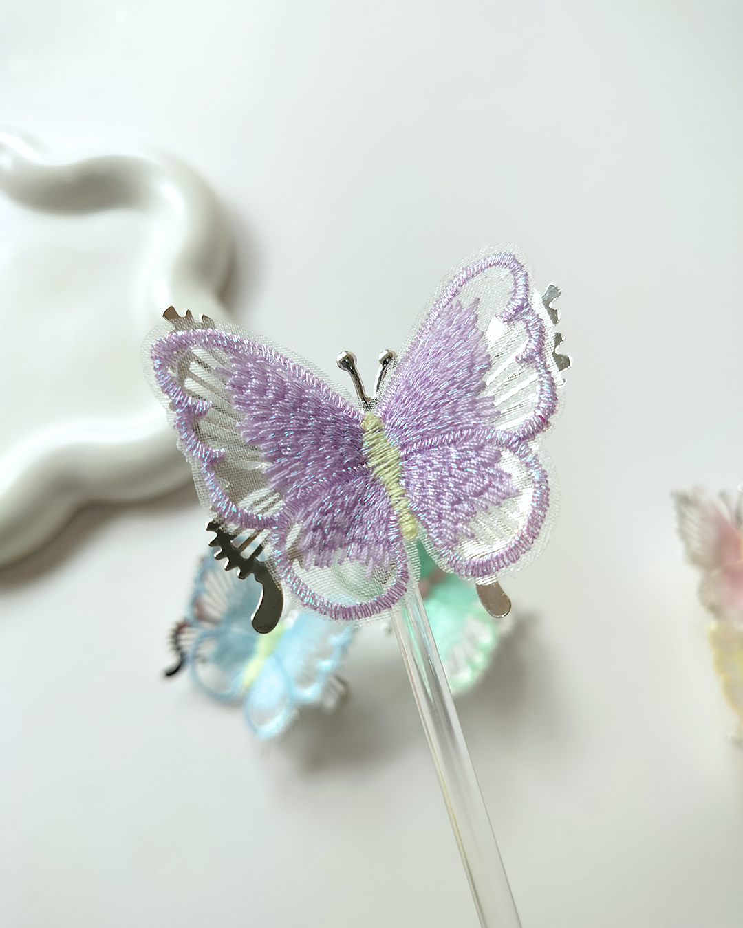 Embroidered Butterfly Hair Clips (Pack of 2)