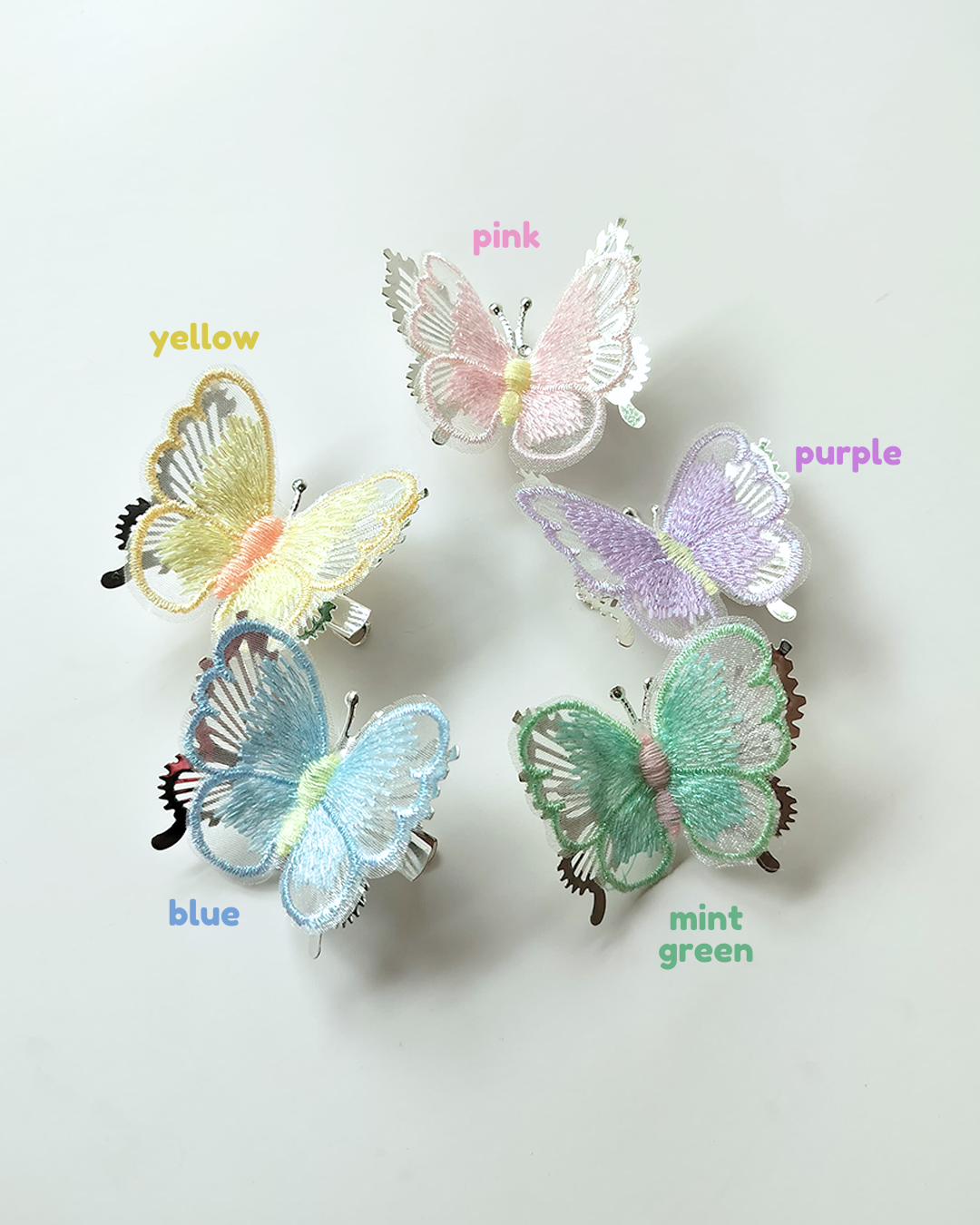Embroidered Butterfly Hair Clips (Pack of 2)