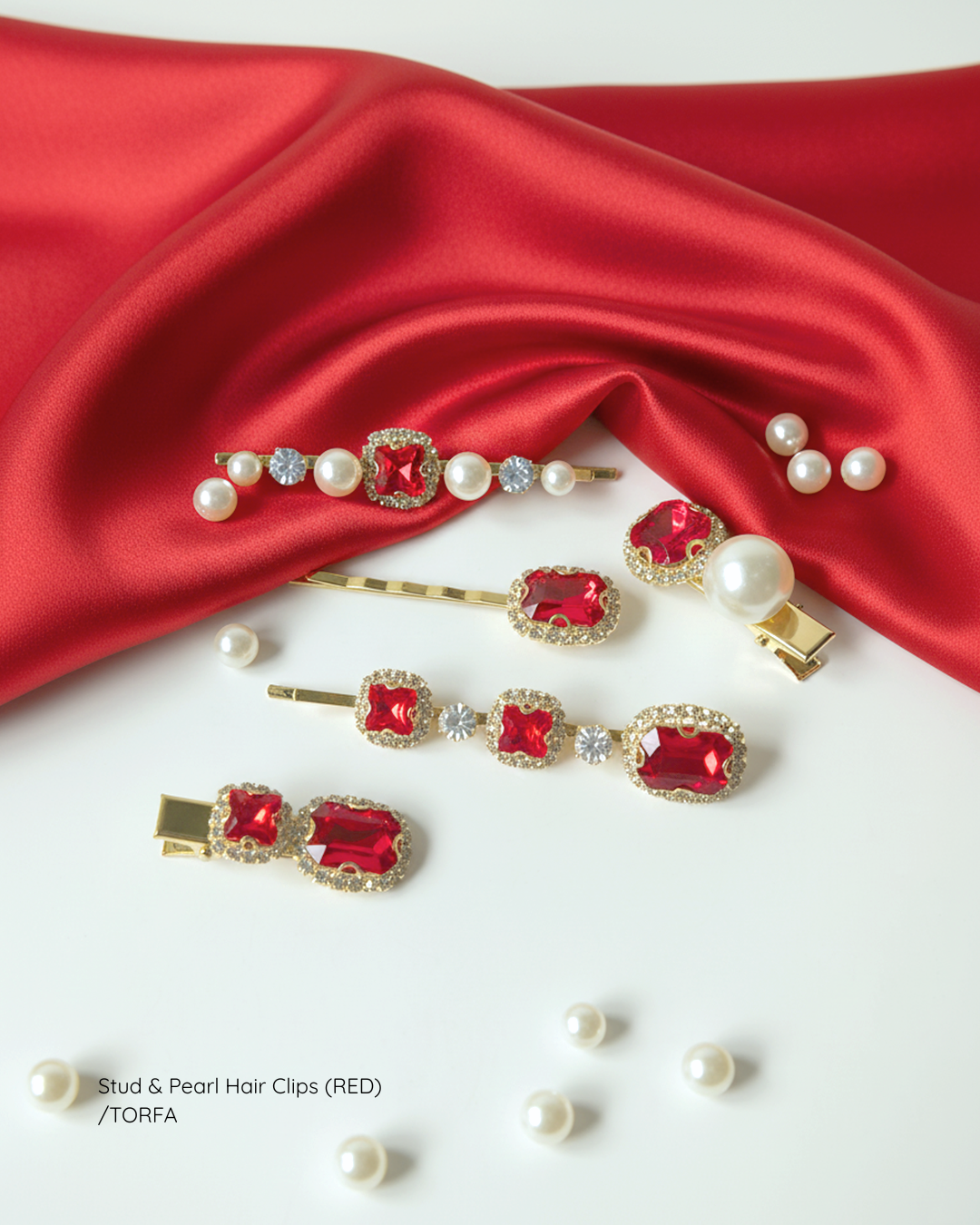 Stud & Pearl Hair Clips (1 Set)