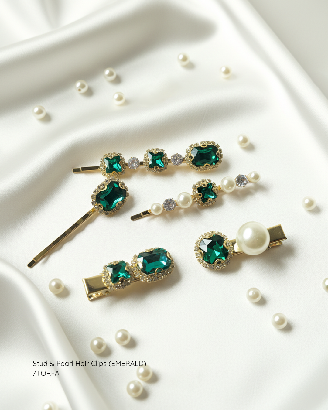 Stud & Pearl Hair Clips (1 Set)