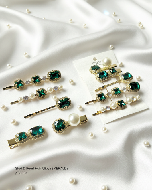 Stud & Pearl Hair Clips (1 Set)