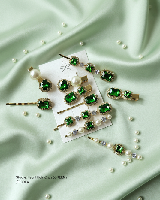 Stud & Pearl Hair Clips ( 1 Set)