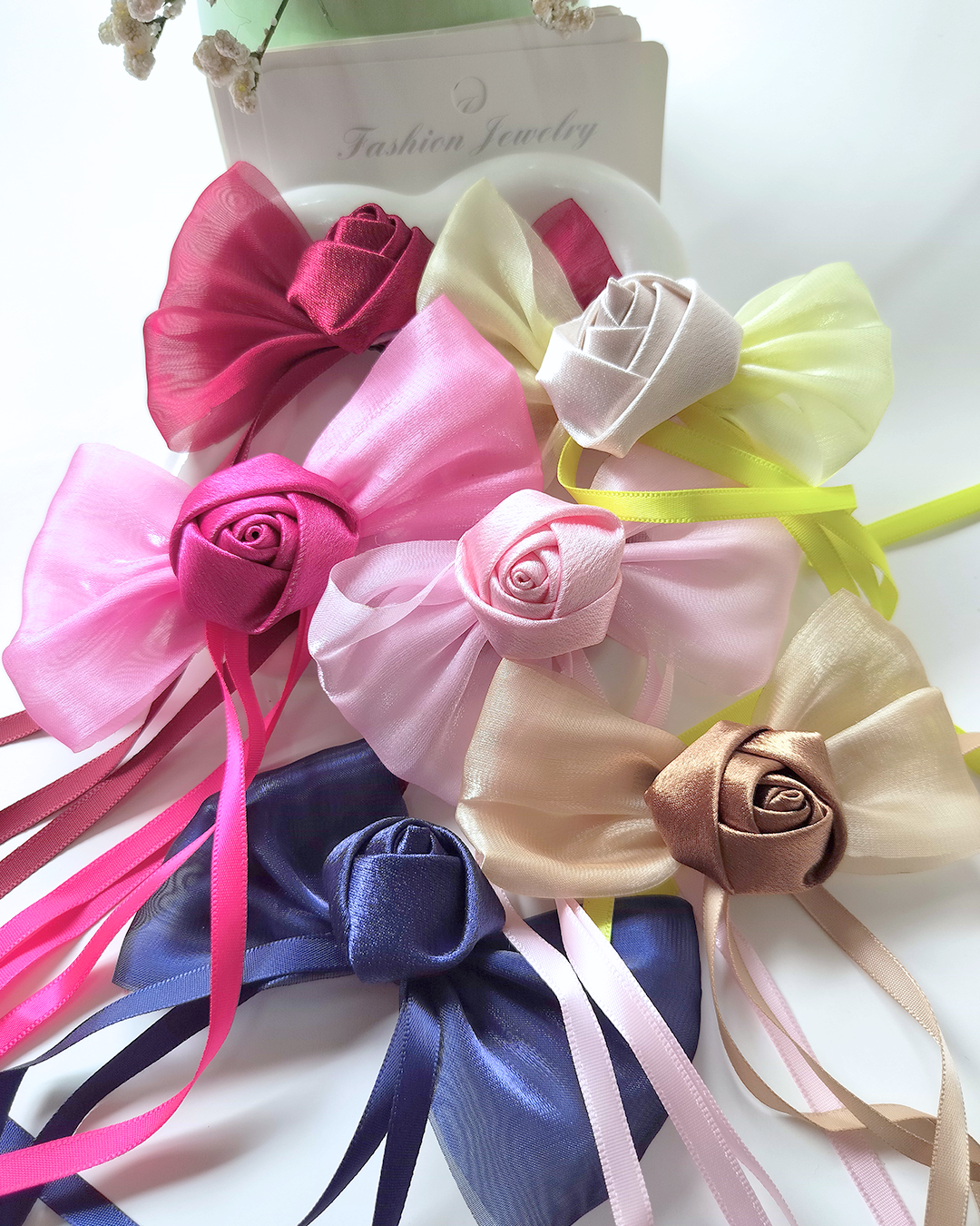 Bow Ribbon Flower Hair Clip (Pack of 2)