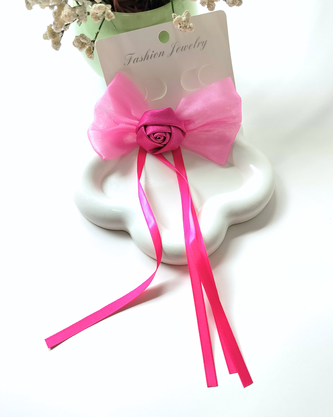 Bow Ribbon Flower Hair Clip (Pack of 2)