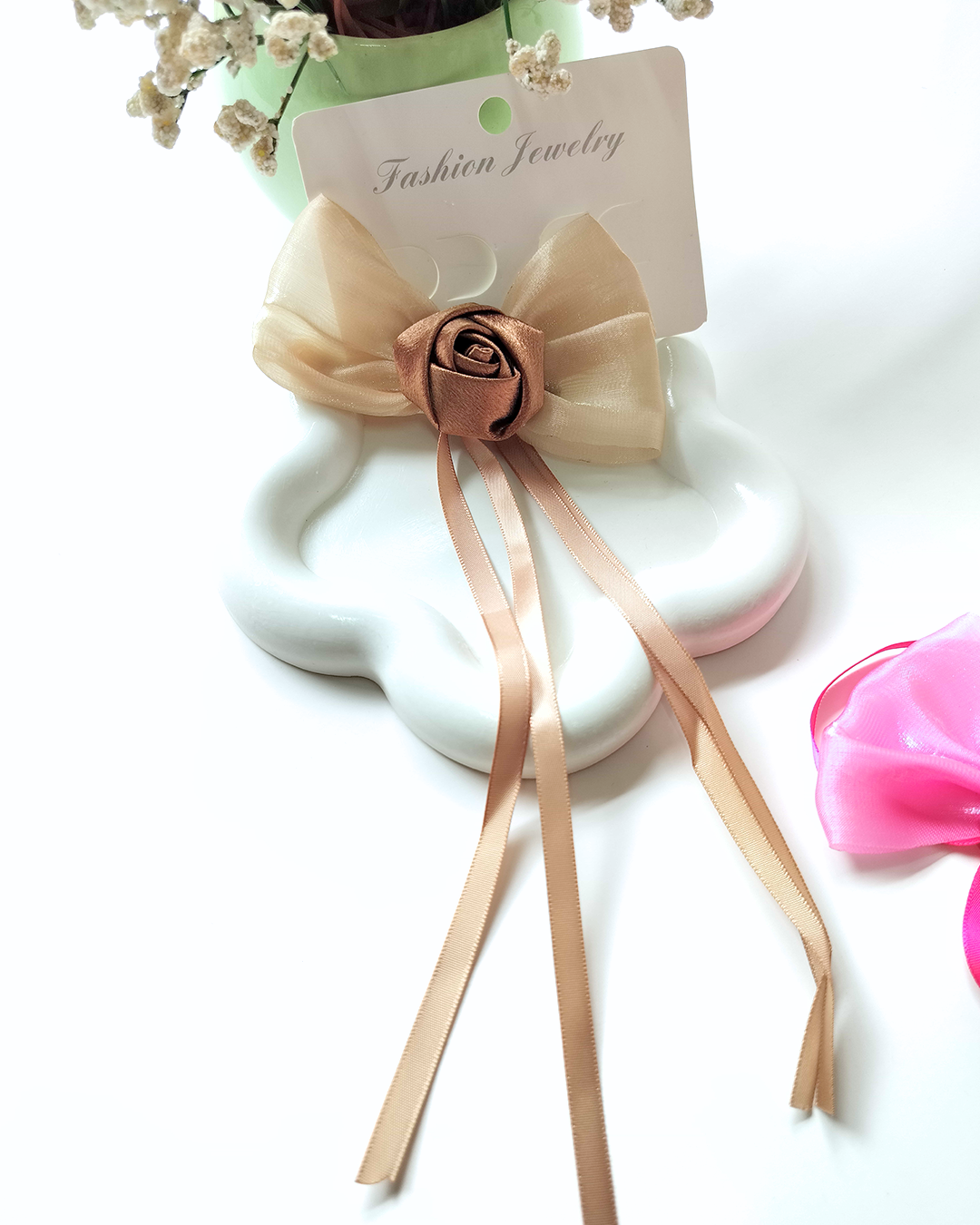 Bow Ribbon Flower Hair Clip (Pack of 2)