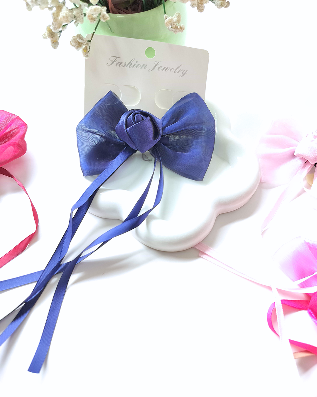 Bow Ribbon Flower Hair Clip (Pack of 2)