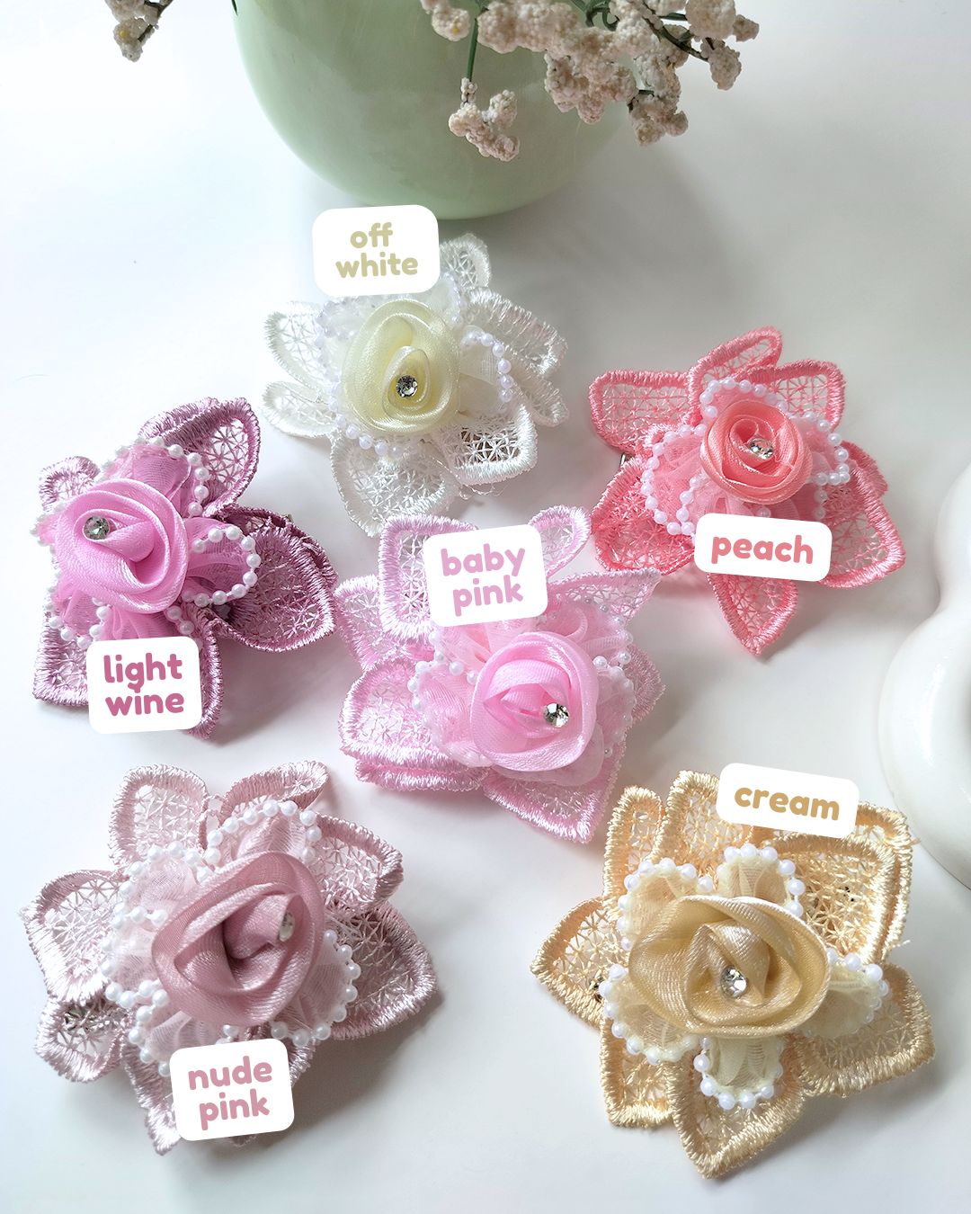 Pearl Crochet Flower Hair Clip (Pack of 2)
