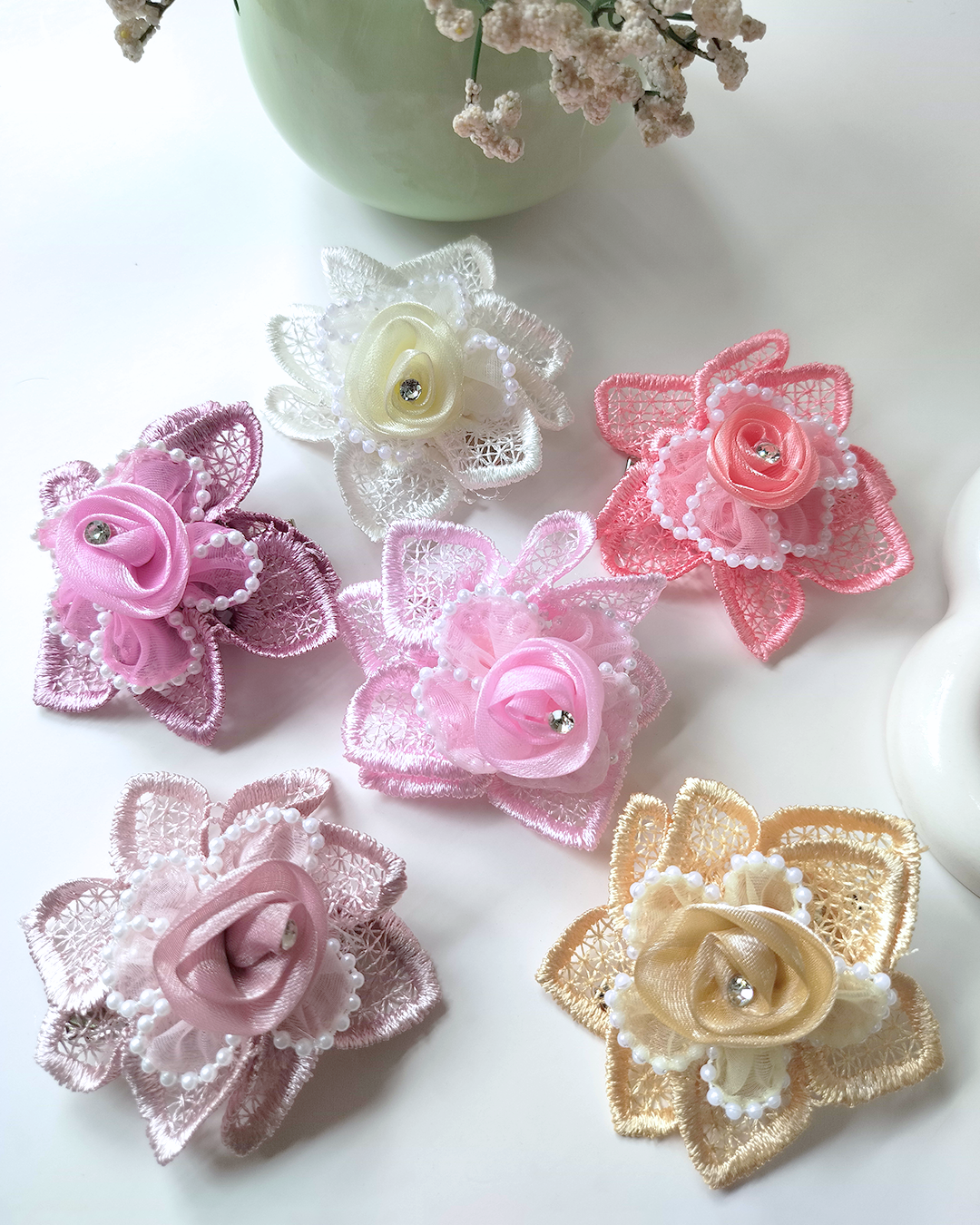 Pearl Crochet Flower Hair Clip (Pack of 2)
