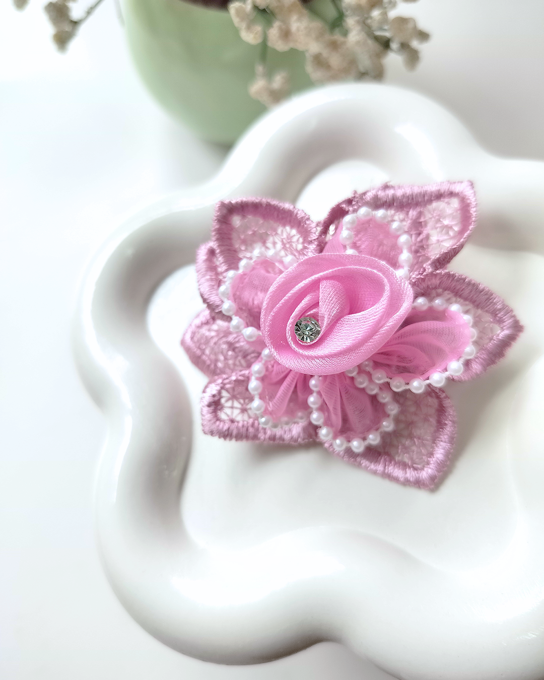 Pearl Crochet Flower Hair Clip (Pack of 2)