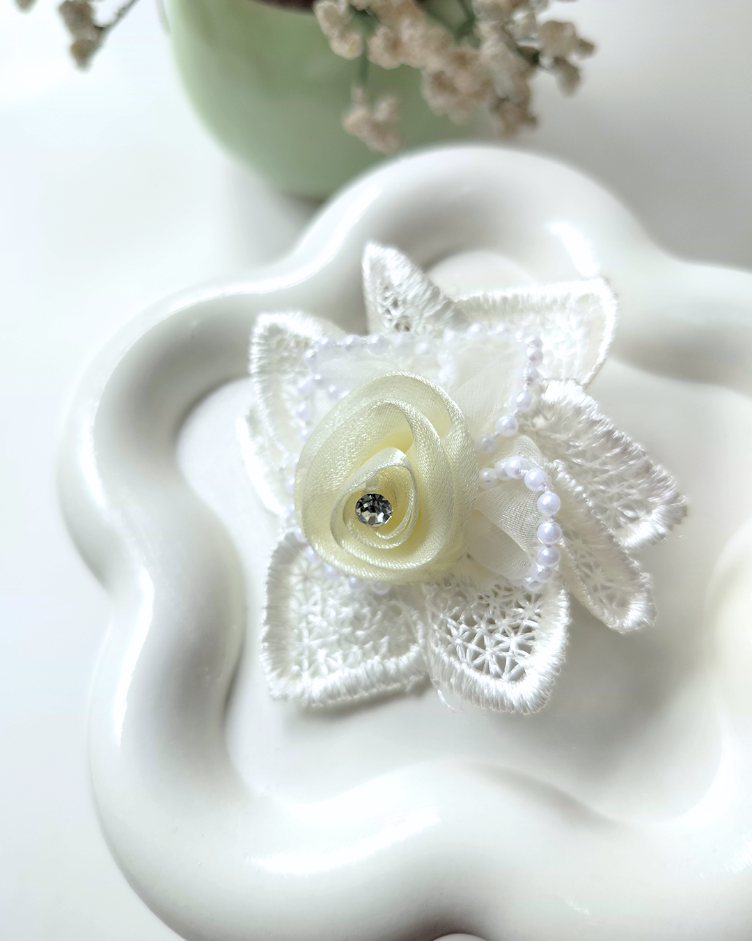 Pearl Crochet Flower Hair Clip (Pack of 2)