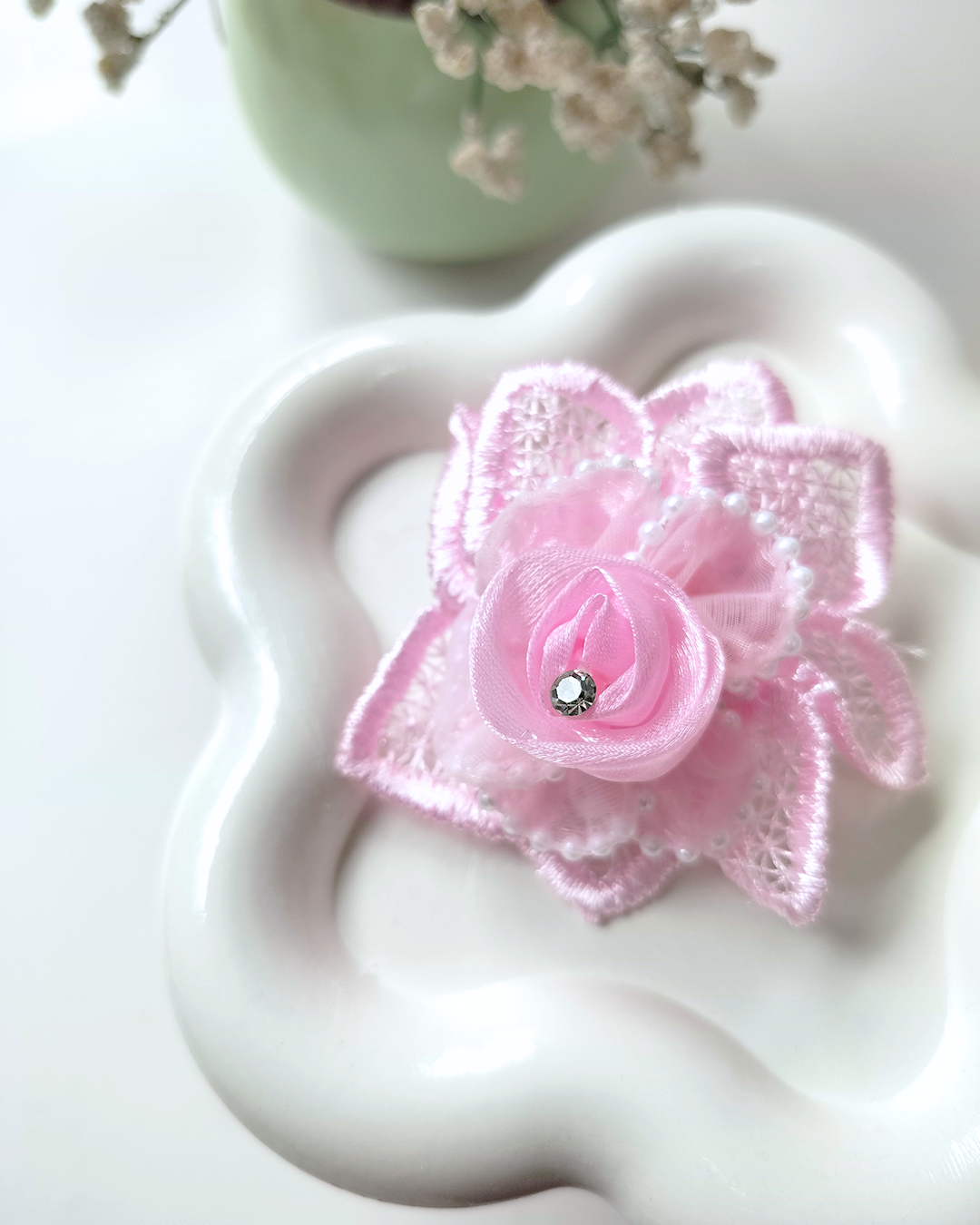 Pearl Crochet Flower Hair Clip (Pack of 2)