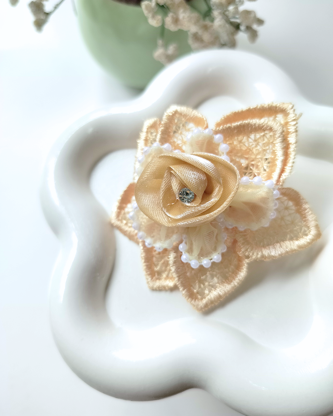 Pearl Crochet Flower Hair Clip (Pack of 2)