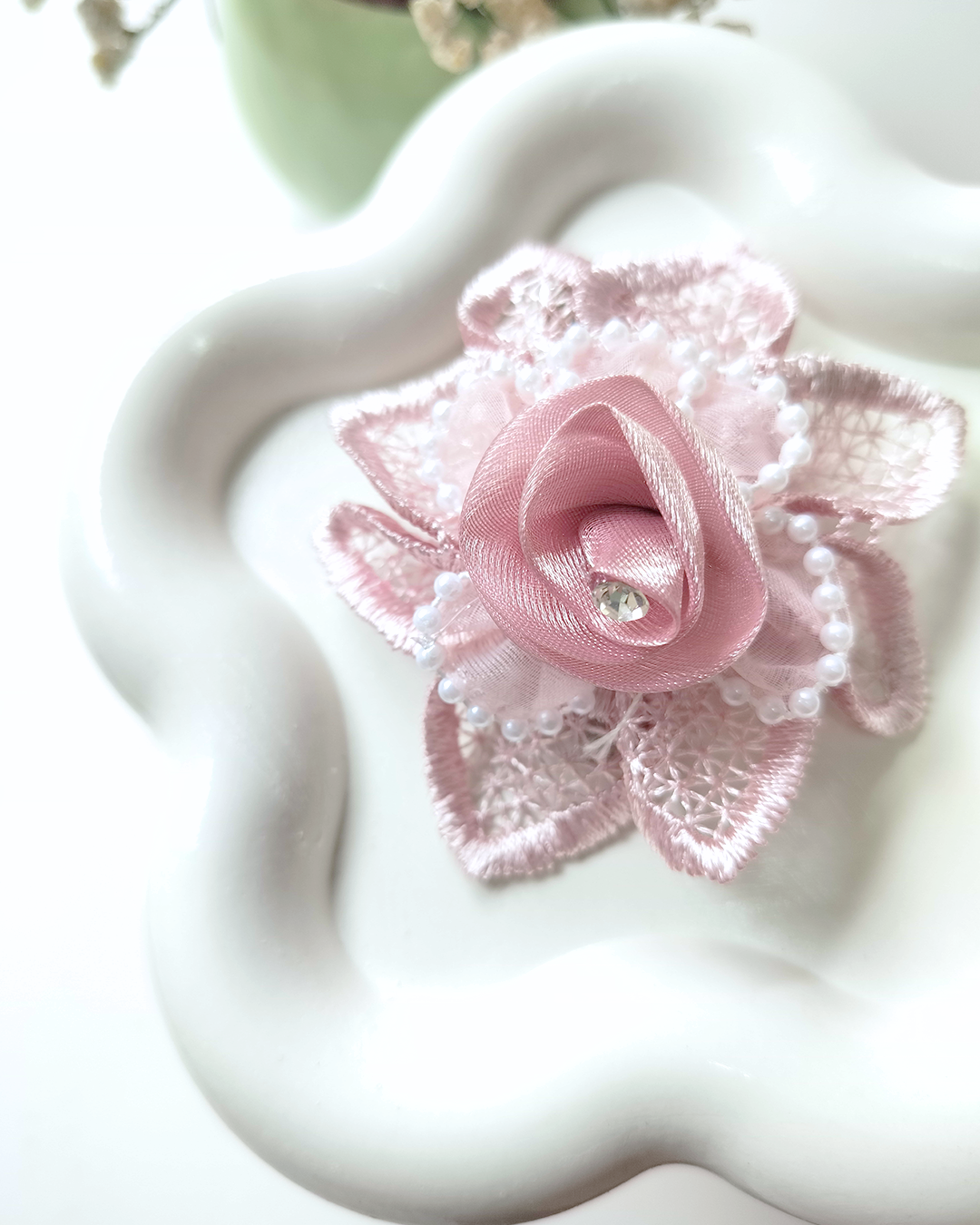 Pearl Crochet Flower Hair Clip (Pack of 2)