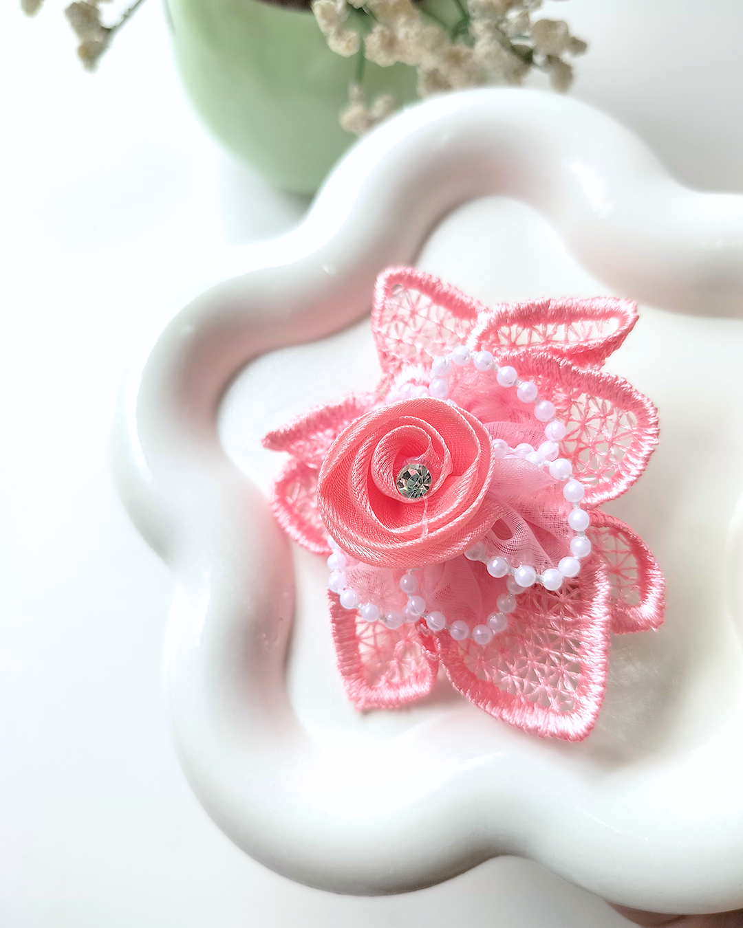 Pearl Crochet Flower Hair Clip (Pack of 2)