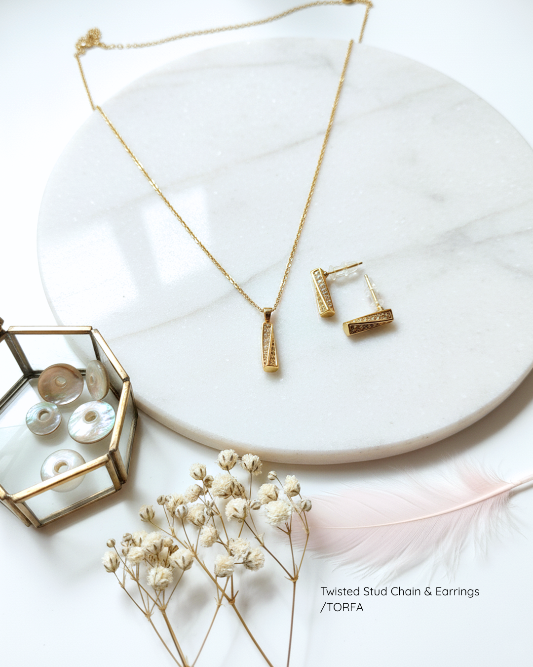 Twisted Stud Chain & Earrings