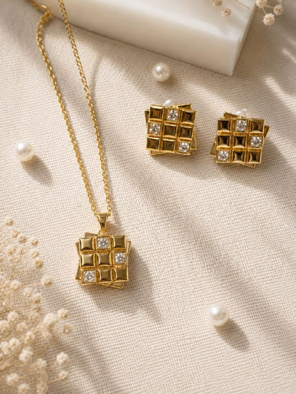 Chocolate Chain & Earrings Set